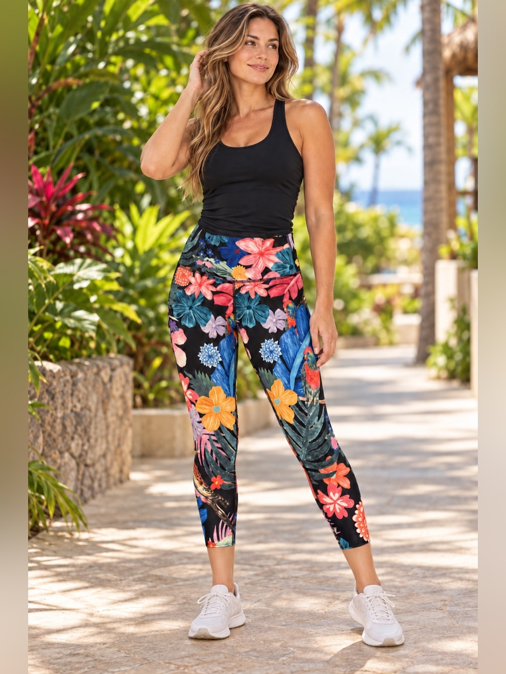 BEYOND YOGA Tropical Floral Parrot High Rise 7/8 Leggings Size M